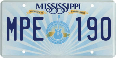 MS license plate MPE190