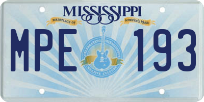 MS license plate MPE193