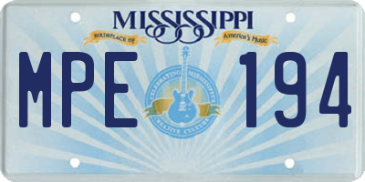 MS license plate MPE194