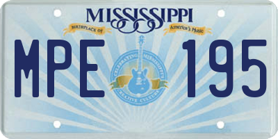 MS license plate MPE195