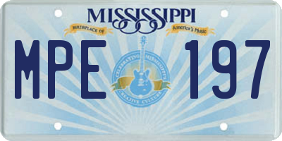 MS license plate MPE197