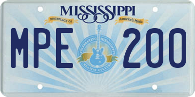 MS license plate MPE200
