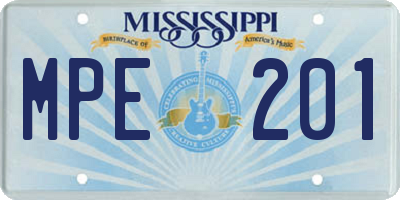 MS license plate MPE201