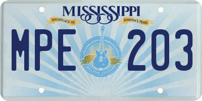 MS license plate MPE203