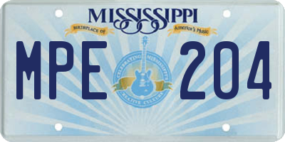 MS license plate MPE204