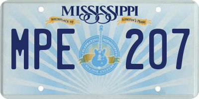 MS license plate MPE207