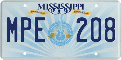 MS license plate MPE208