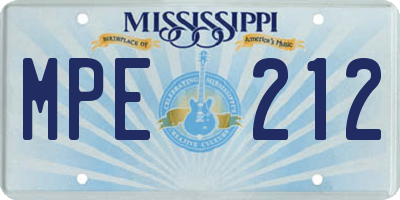 MS license plate MPE212
