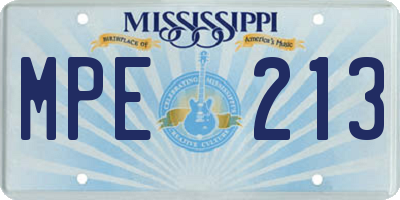 MS license plate MPE213