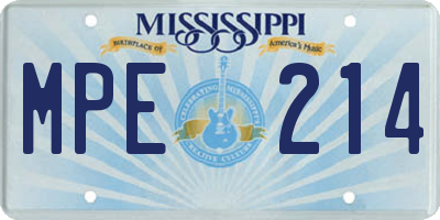 MS license plate MPE214