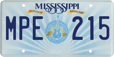 MS license plate MPE215