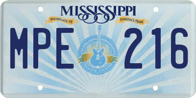 MS license plate MPE216