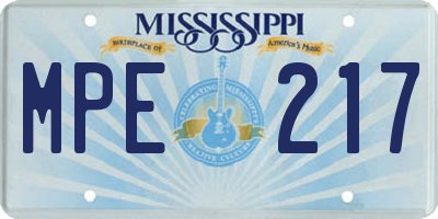 MS license plate MPE217