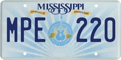 MS license plate MPE220