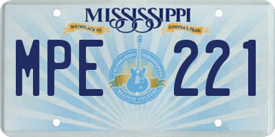 MS license plate MPE221