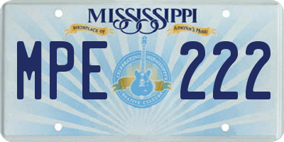 MS license plate MPE222