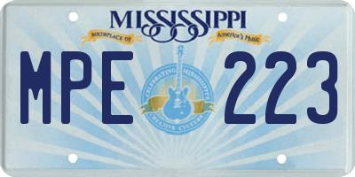 MS license plate MPE223