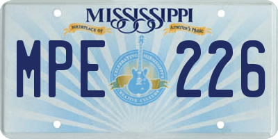 MS license plate MPE226