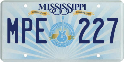MS license plate MPE227
