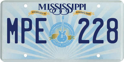 MS license plate MPE228