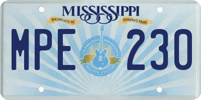 MS license plate MPE230