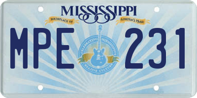 MS license plate MPE231