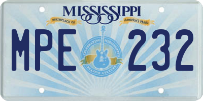 MS license plate MPE232