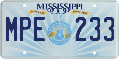 MS license plate MPE233