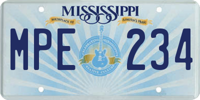 MS license plate MPE234