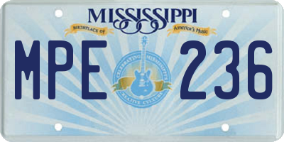 MS license plate MPE236