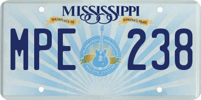 MS license plate MPE238