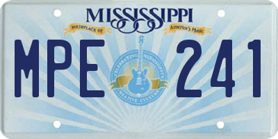 MS license plate MPE241