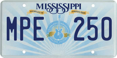 MS license plate MPE250