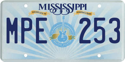 MS license plate MPE253