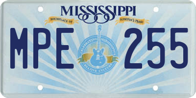 MS license plate MPE255