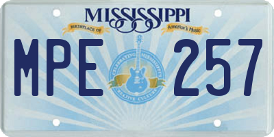 MS license plate MPE257