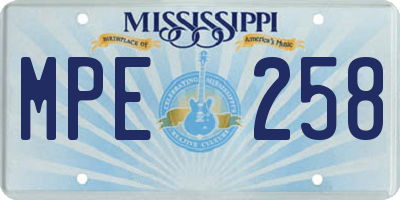MS license plate MPE258