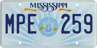 MS license plate MPE259