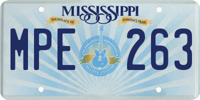 MS license plate MPE263
