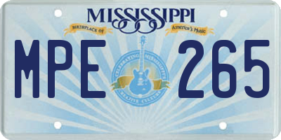 MS license plate MPE265