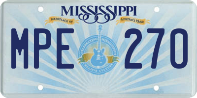 MS license plate MPE270