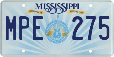 MS license plate MPE275