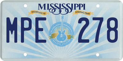 MS license plate MPE278