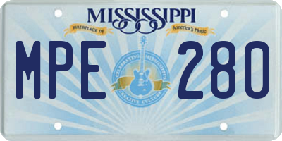 MS license plate MPE280