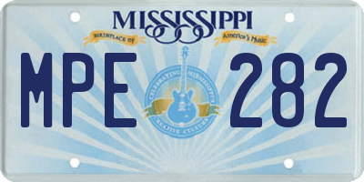 MS license plate MPE282