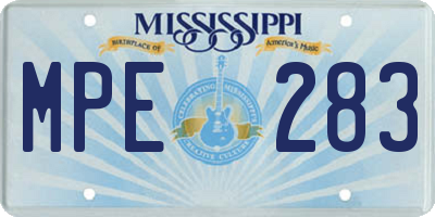 MS license plate MPE283