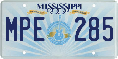 MS license plate MPE285