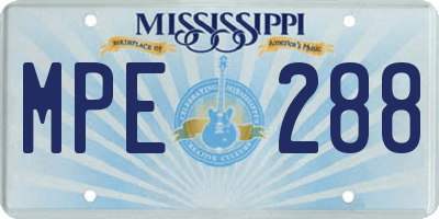 MS license plate MPE288