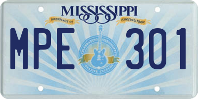 MS license plate MPE301