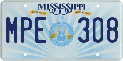 MS license plate MPE308